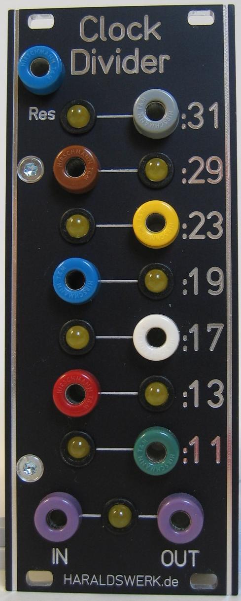 Clock Divider prime numbers module front view
