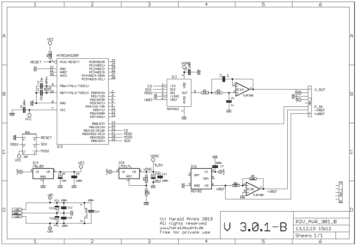 Pitch to voltage converter. Microprocessor board  schematic