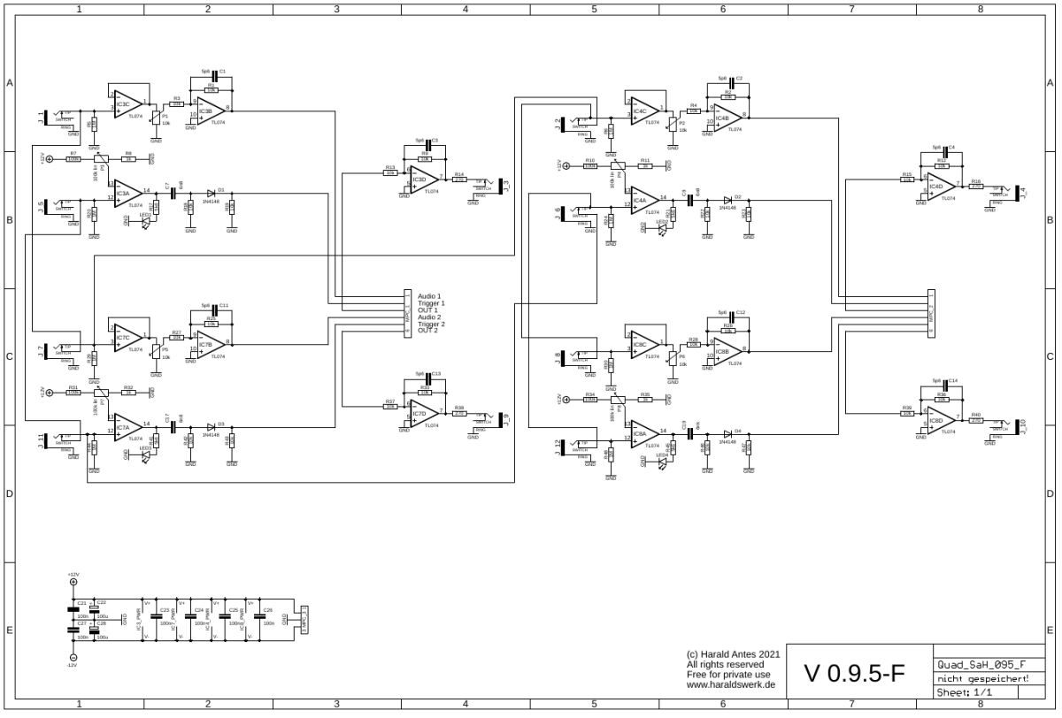 Quad Sample and Hold control board schematic