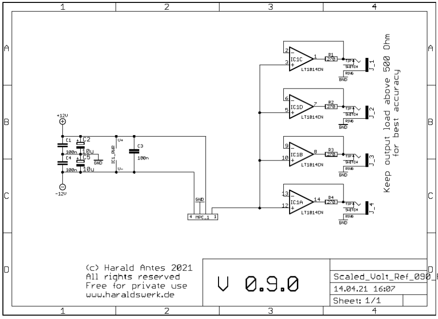 Scaled voltage reference schematic control board