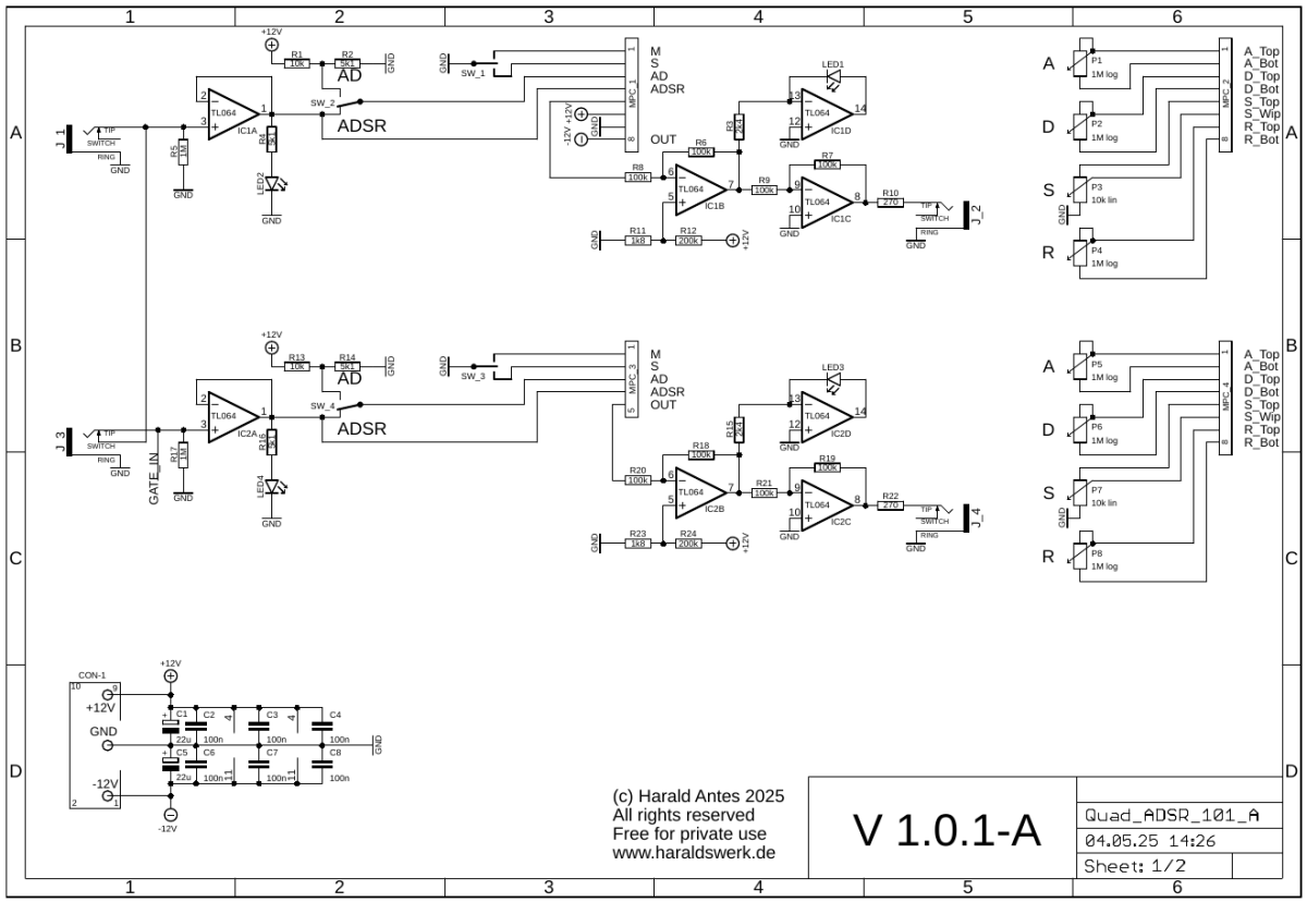 AD/ADSR Envelope schematic control board