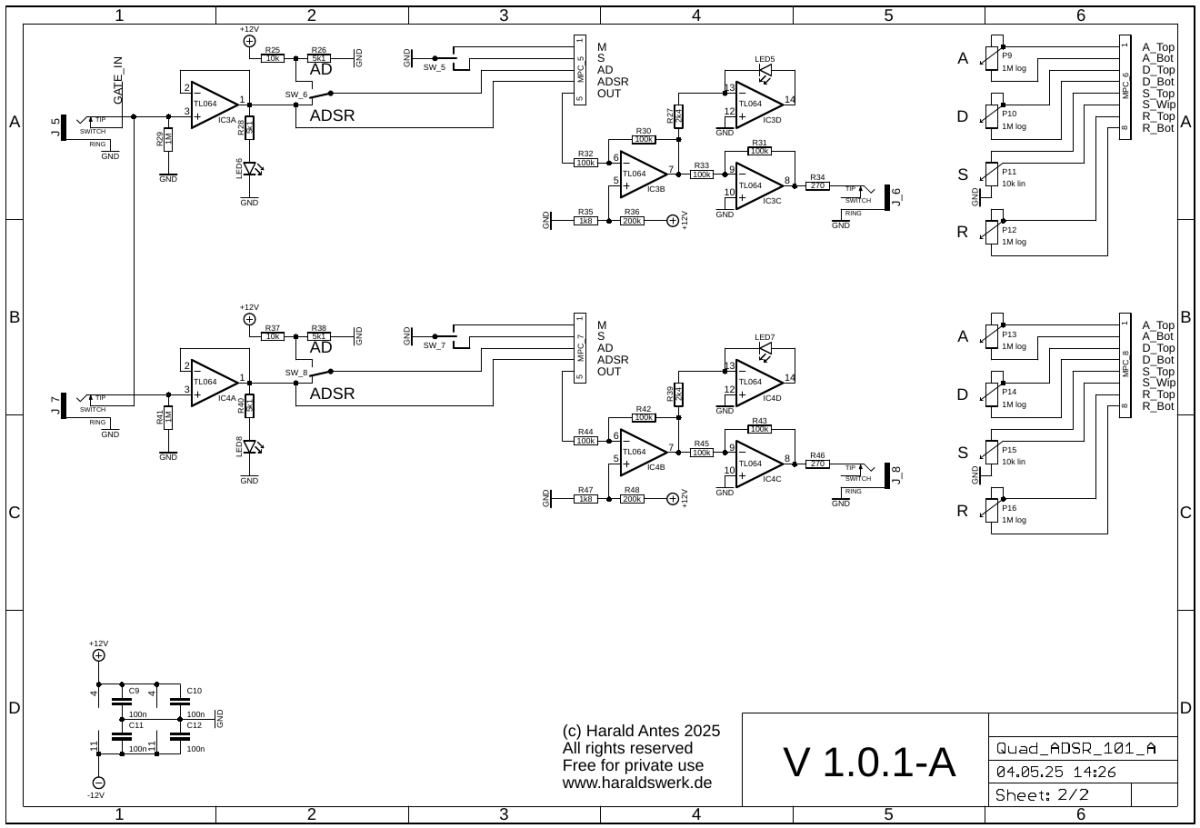 AD/ADSR Envelope schematic control board