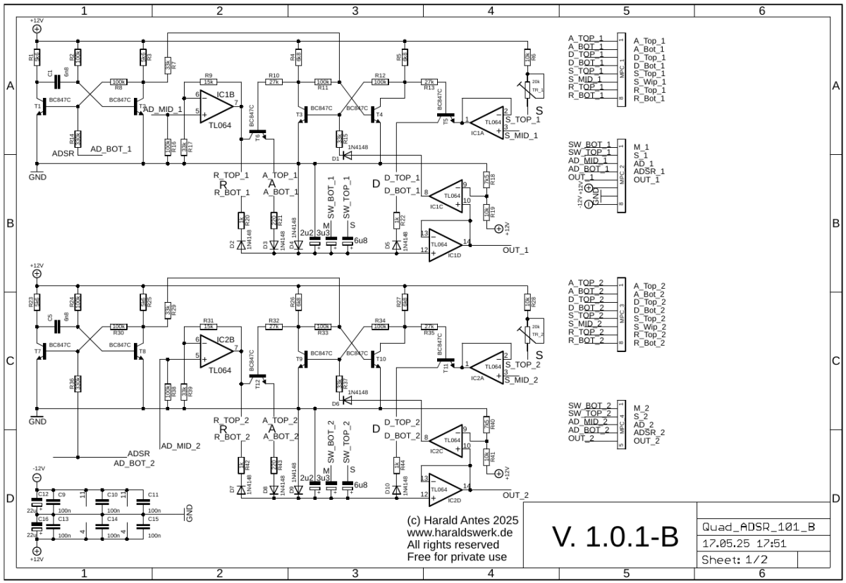 AD/ADSR Envelope schematic main board