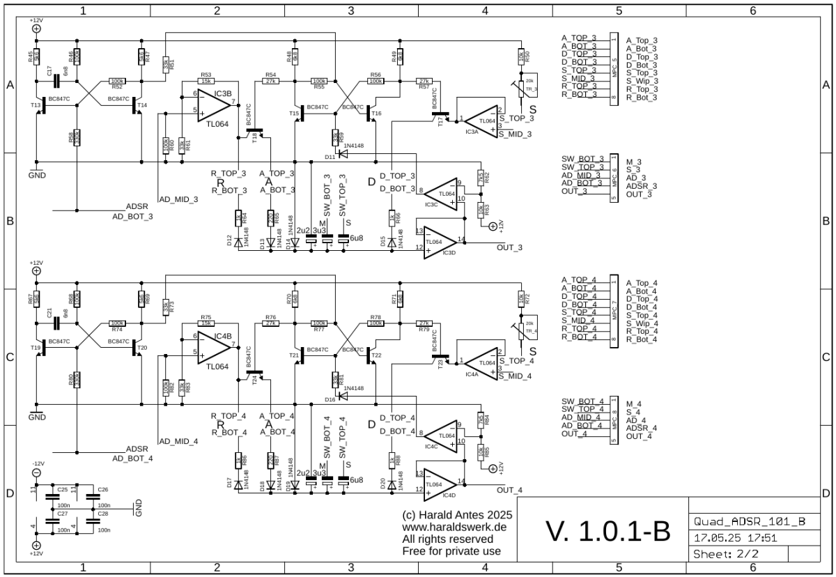 AD/ADSR Envelope schematic main board
