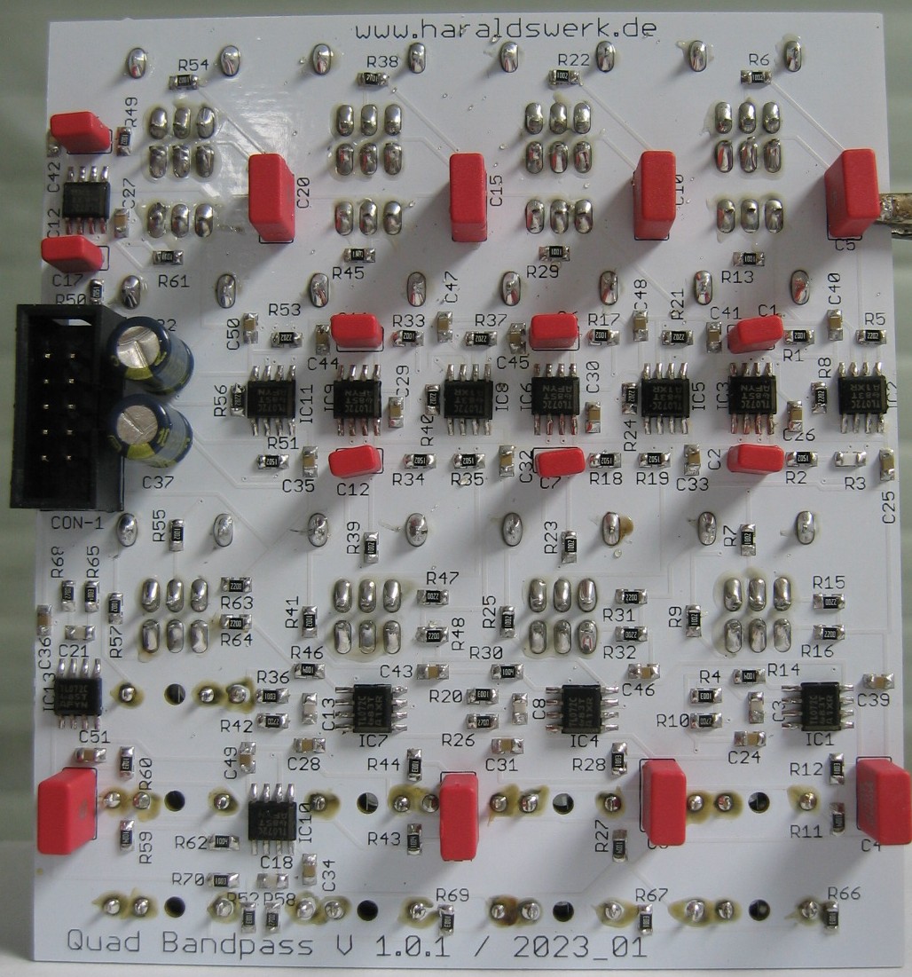 Parametric Equalizer, Resonating Filter VCF populated control PCB back
