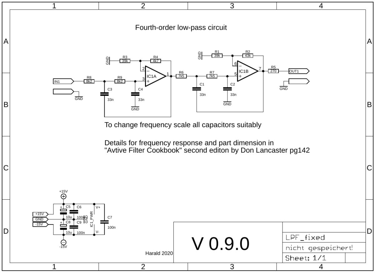 Schematic 24dB low pass filter