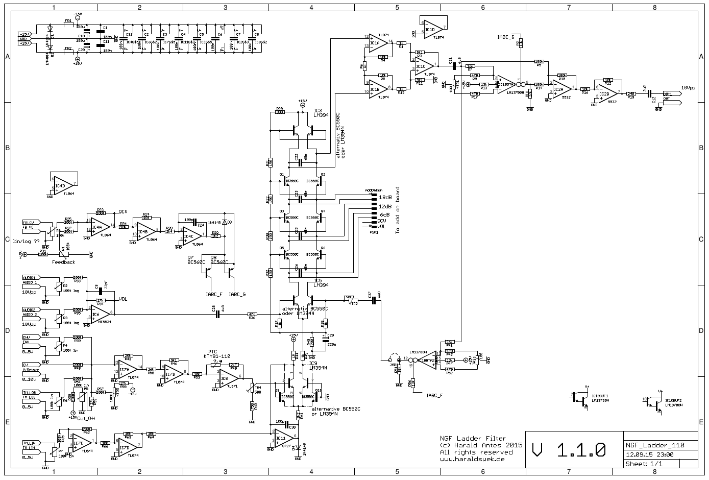 Next generation formant Moog Ladder filter schematic