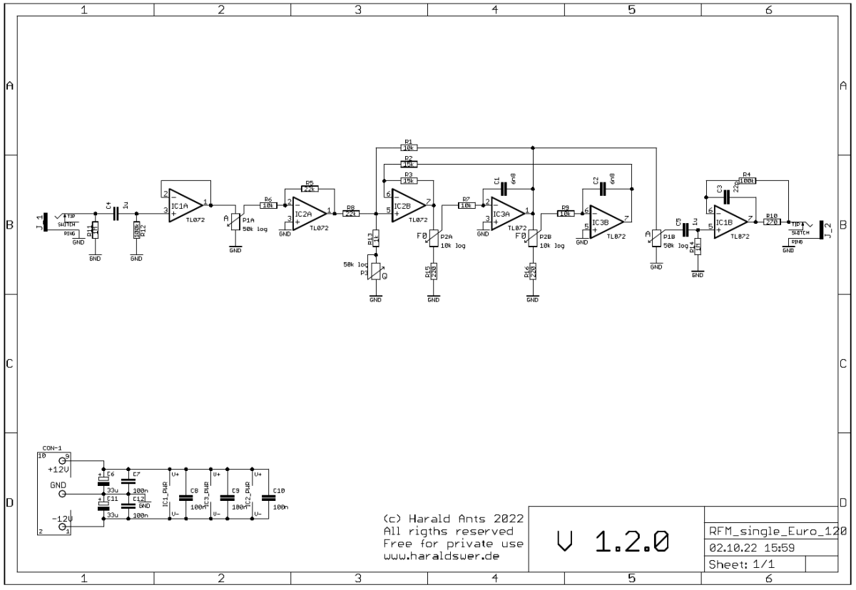 Parametric Equalizer, Resonating Filter filter schematic control board