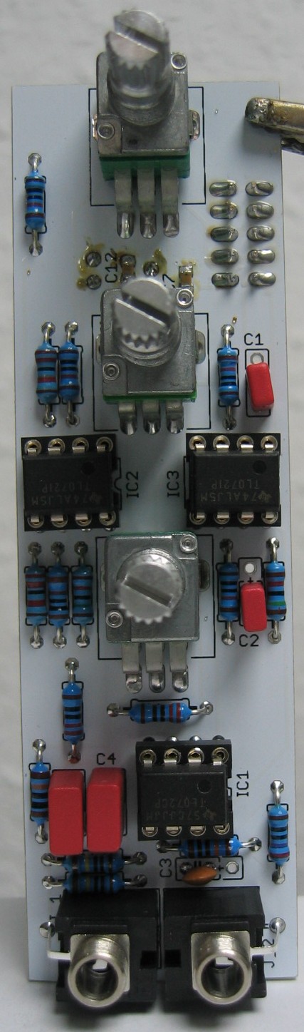Parametric Equalizer, Resonating Filter VCF populated control PCB
