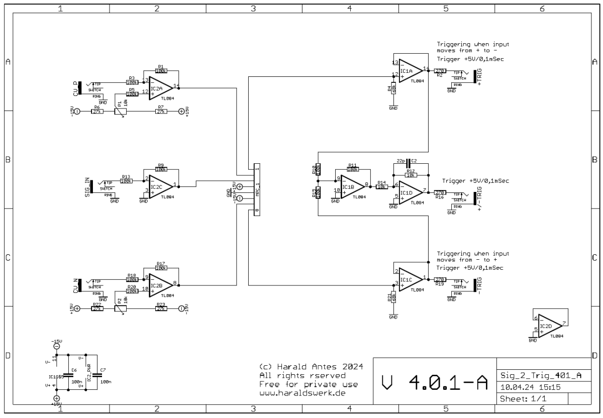 Signal to Trigger converter schematic control board