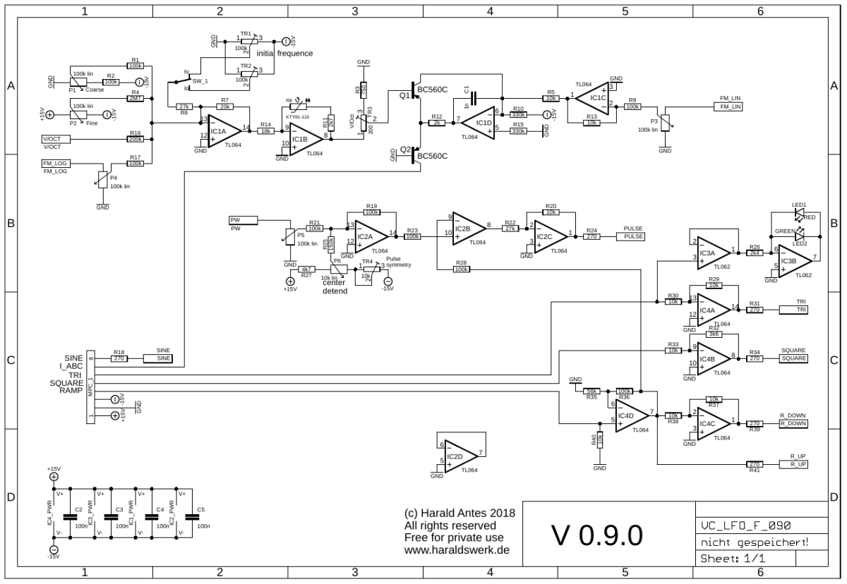 VC LFO front PCB schematic