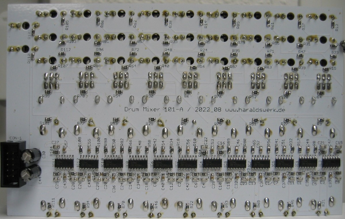 Drum Mixer populated control PCB back
