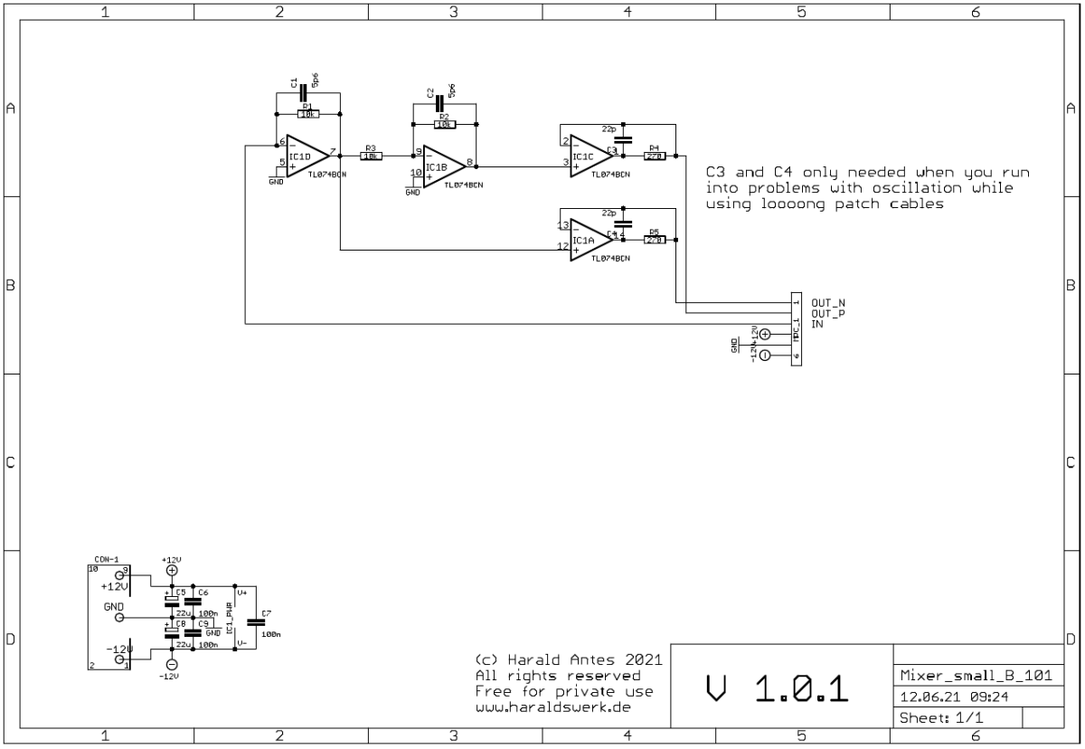 Small mixer schematic level indicator board