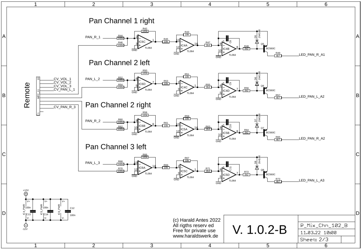 Performance Mixer Channel schematic main board 01/02 