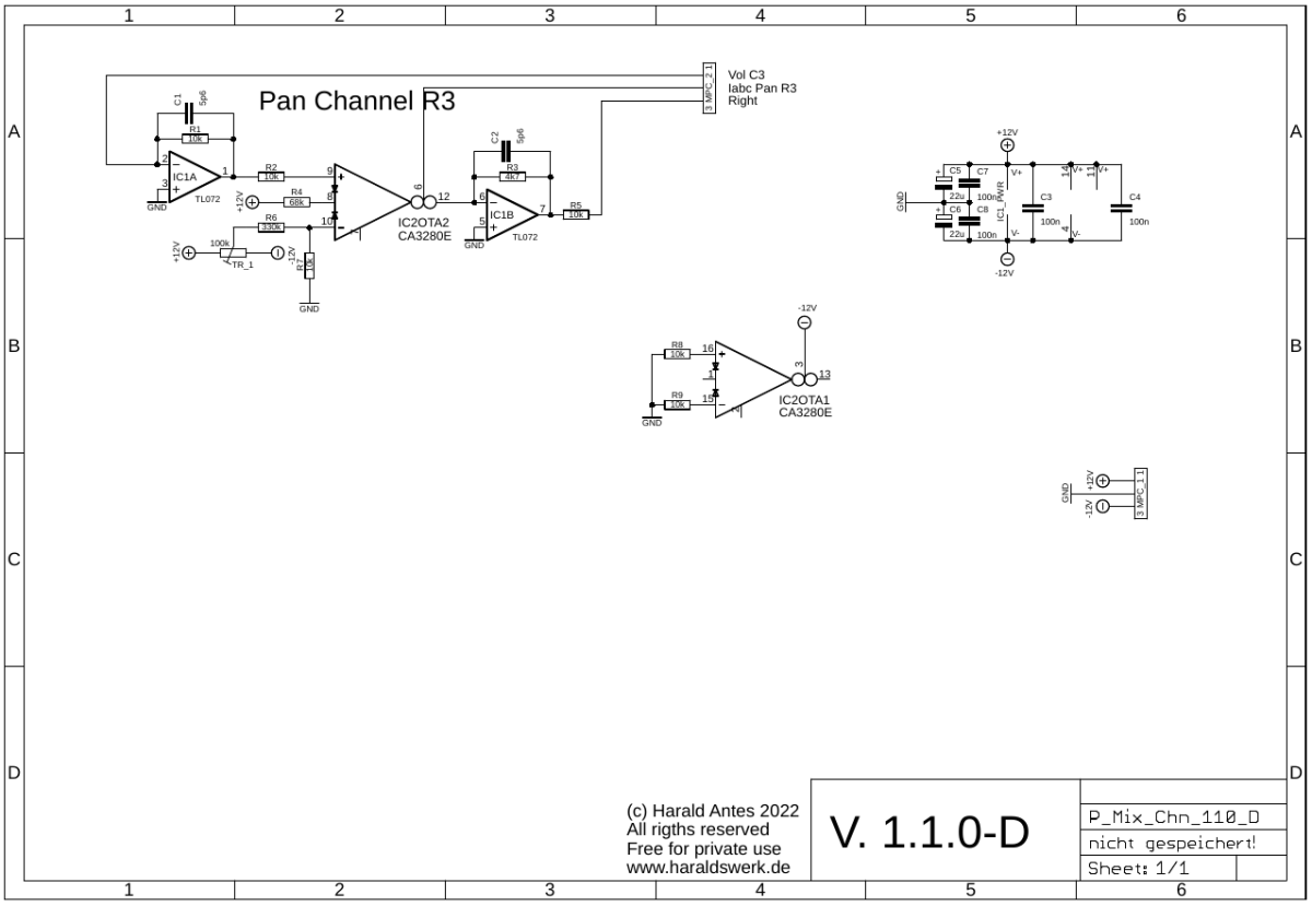 Performance Mixer Channel schematic main board 03/01 