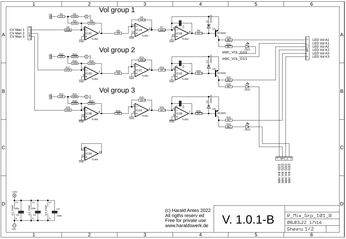 Performance Mixer Group schematic main board  01/01 