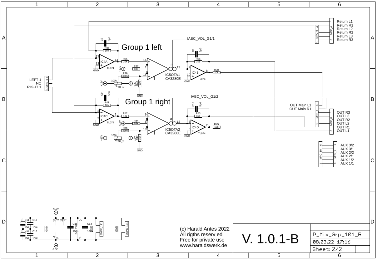 Performance Mixer Group schematic main board 01/02 