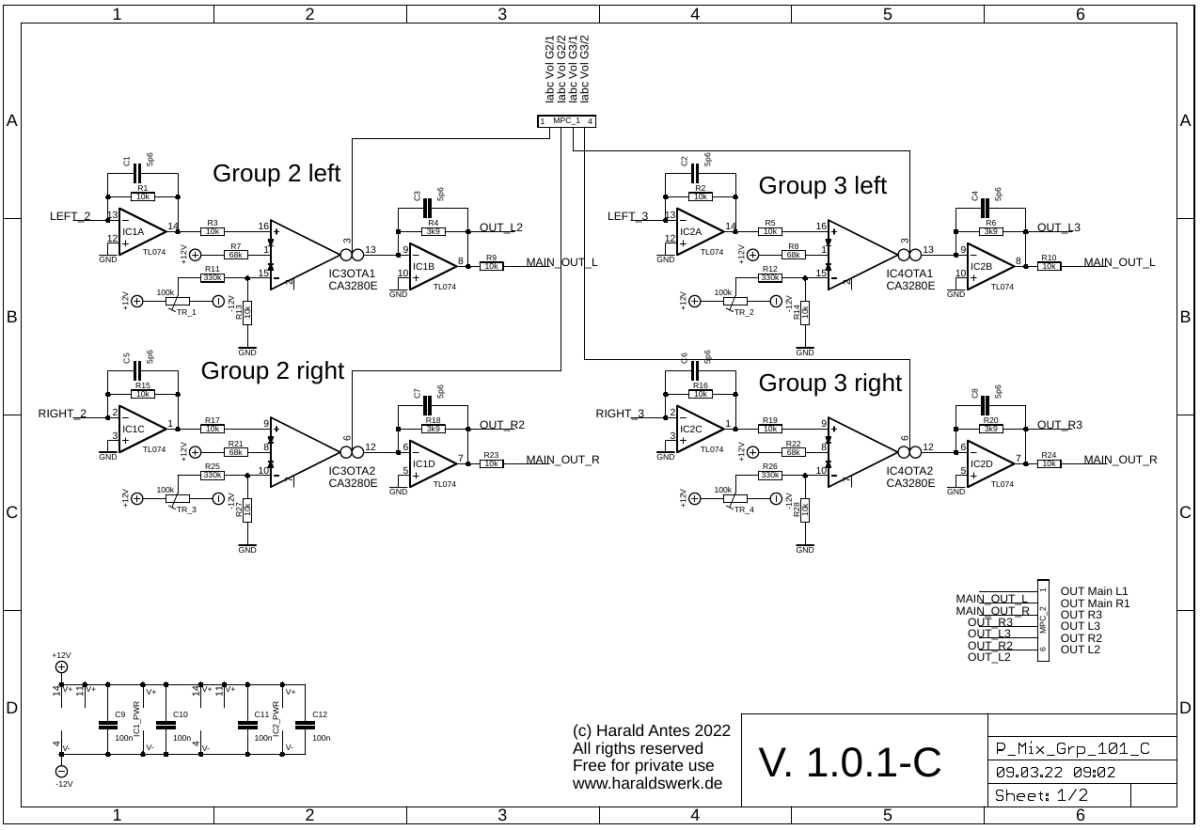 Performance Mixer Group schematic main board 01/03 