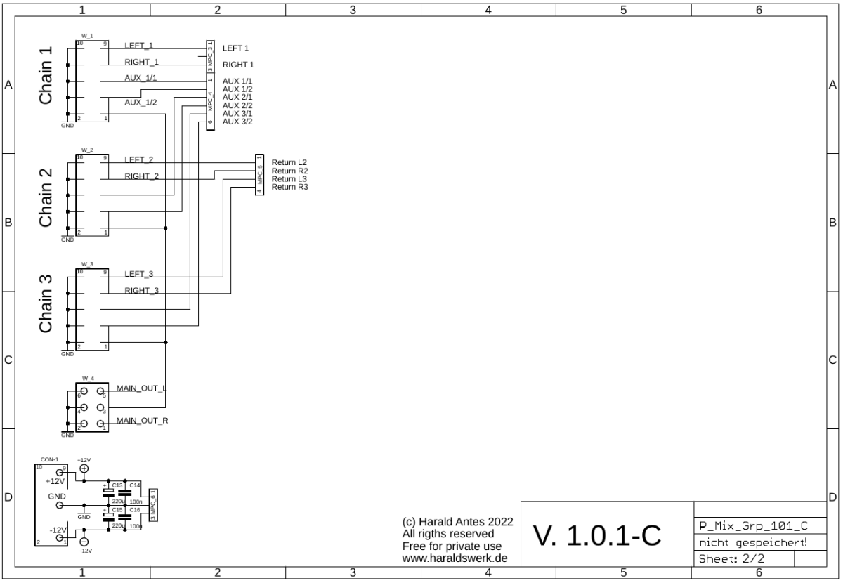 Performance Mixer Group schematic main board 02/01 