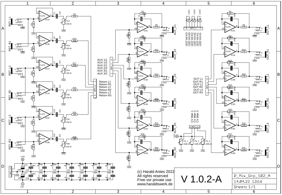Performance Mixer Group schematic control board