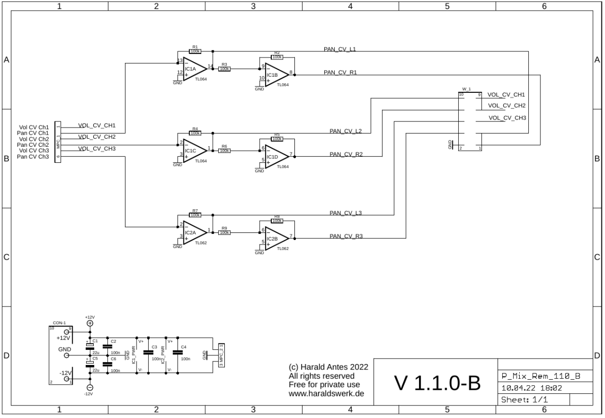 Performance Mixer Remote schematic main board