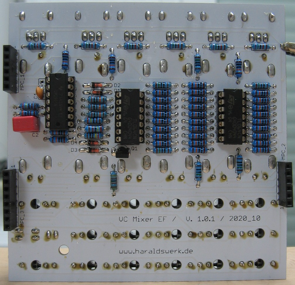 Voltage controlled mixer-VCA populated control PCB back
