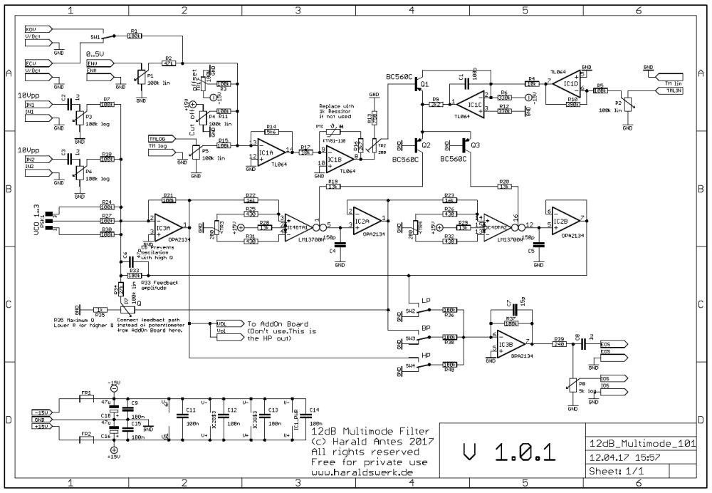 NGF 12dB Multimode VCF two schematic