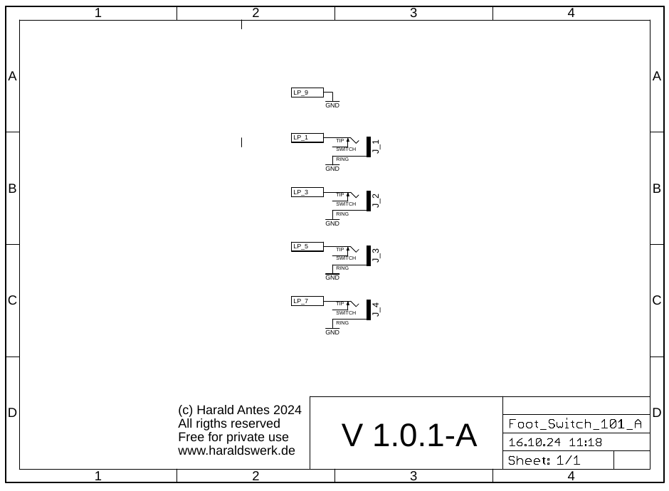 Foot switch connector schematic 3.5 jacks board