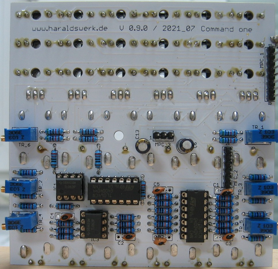 Slider Bank (command one) populated control PCB back