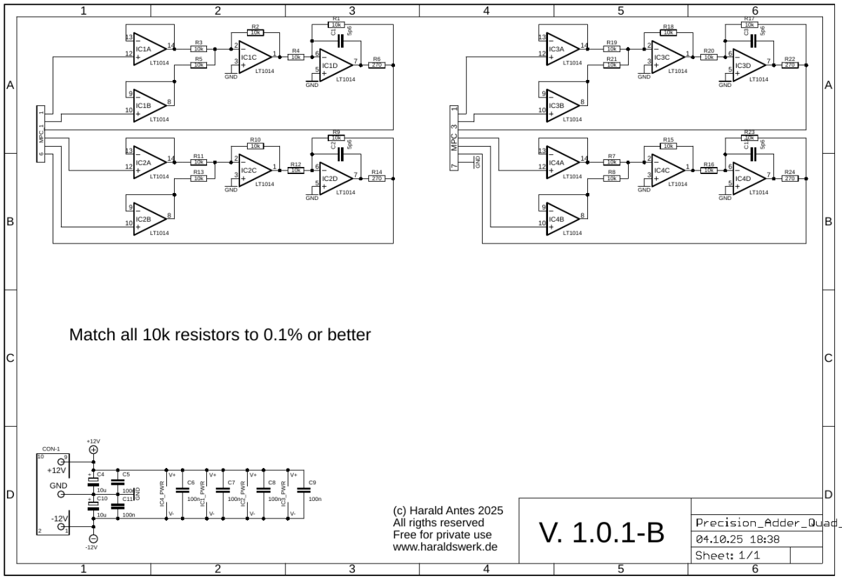 Quad Precision Adder schematic main board