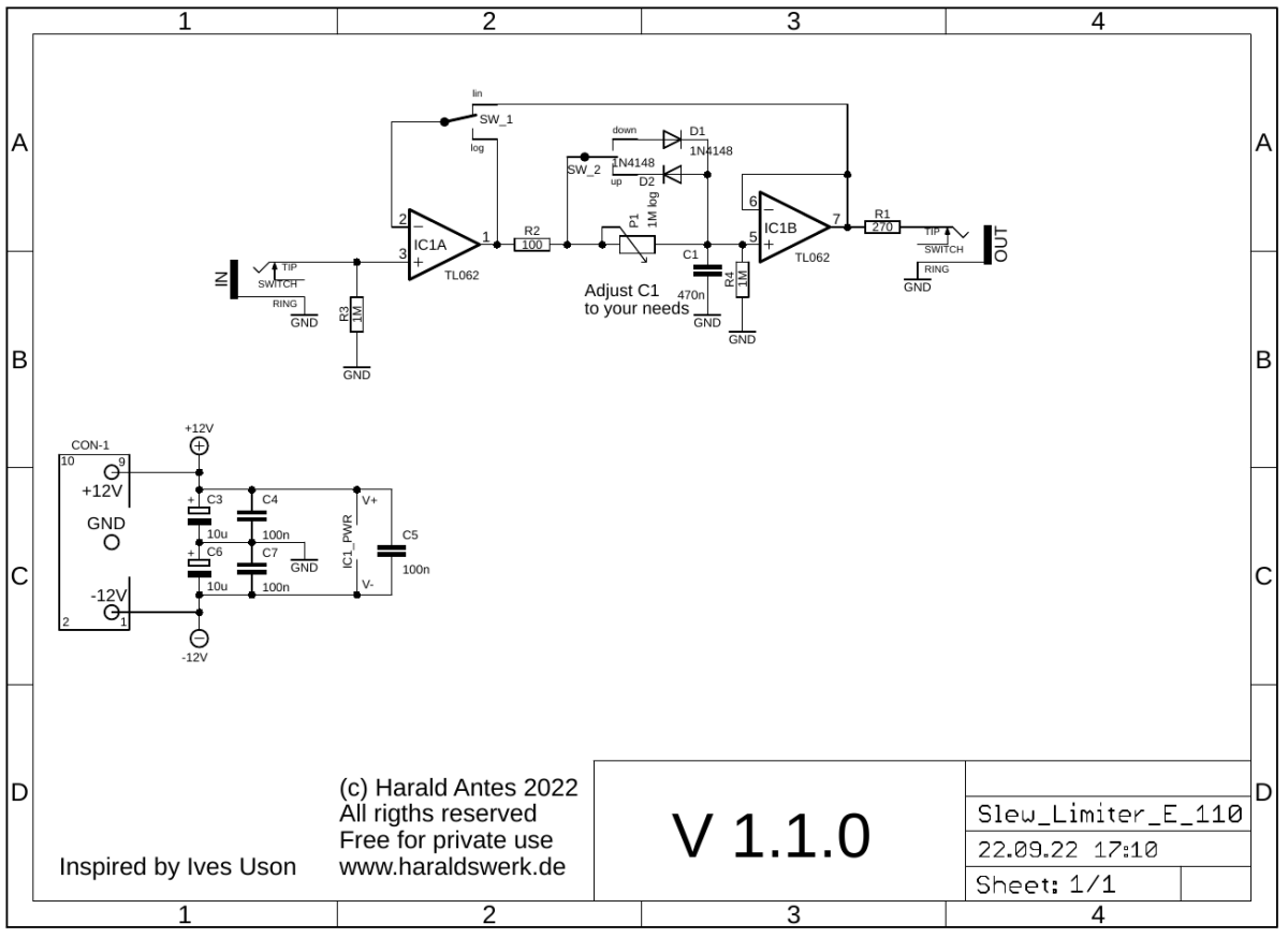 Slew Limiter Euro schematic control board