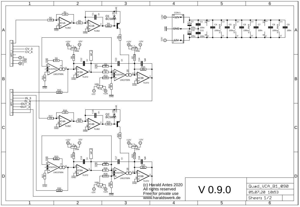 Quad VCA schematic 1 main board