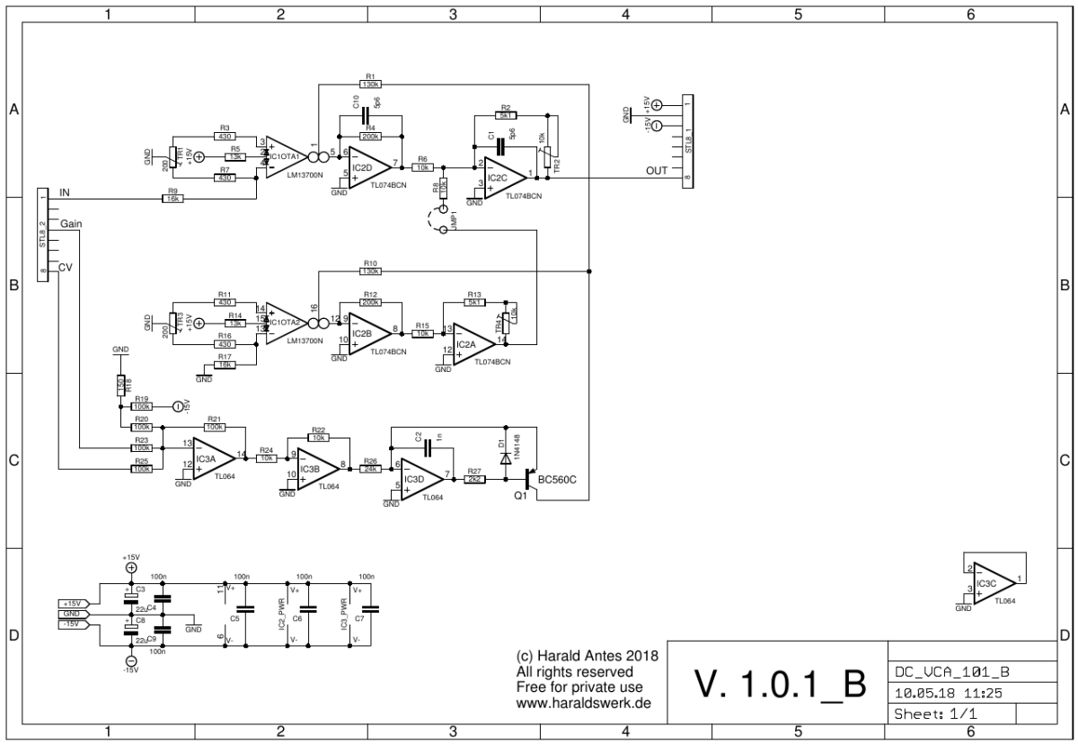 DC VCA flat schematic back PCB