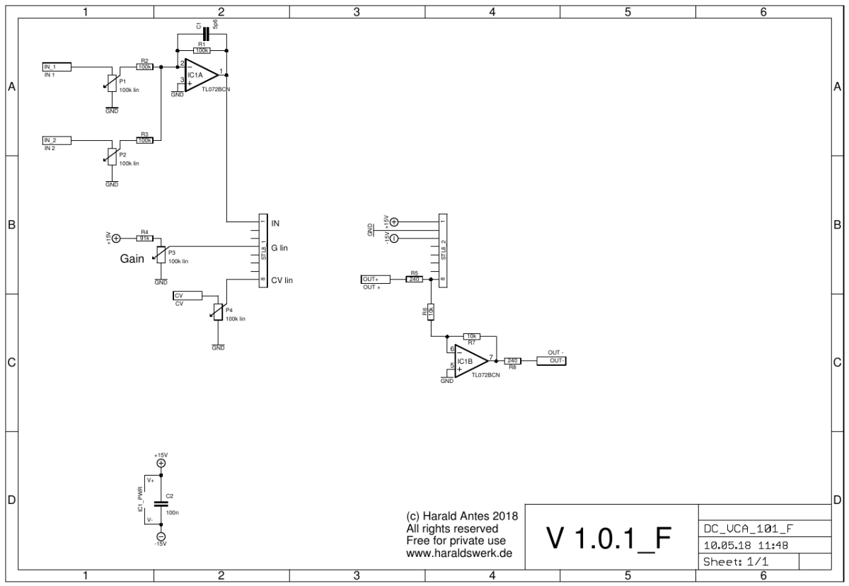 DC VCA flat schematic front PCB