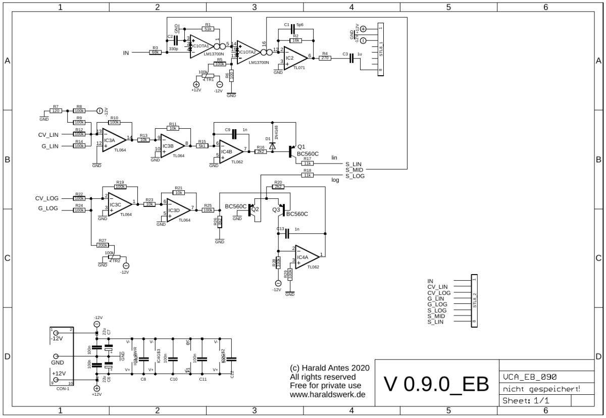 Sims style VCA schematic main board