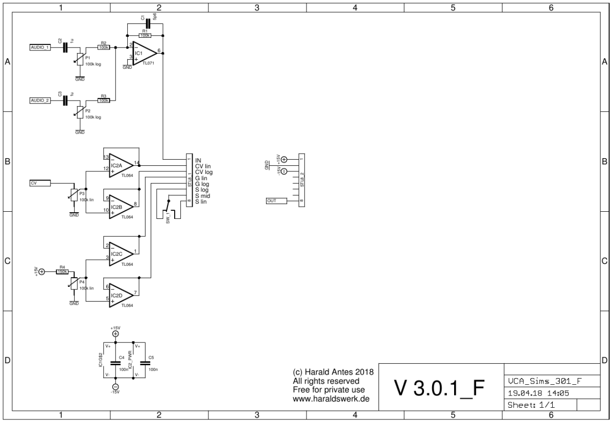 VCA Sims flat schematic front PCB
