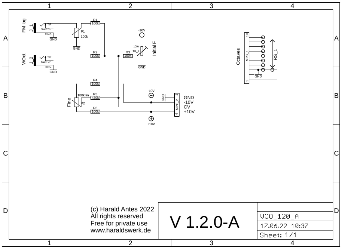 Harmonic Oscillator VCO schematic control board