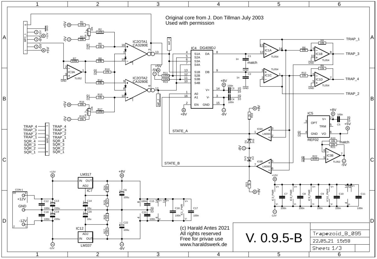 Trapezoid VCO schematic main one board 01