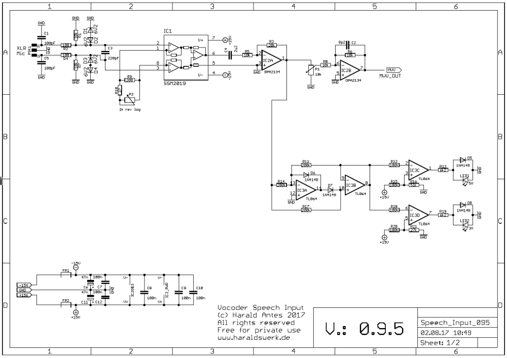 Vocoder Speech input schematic microfone