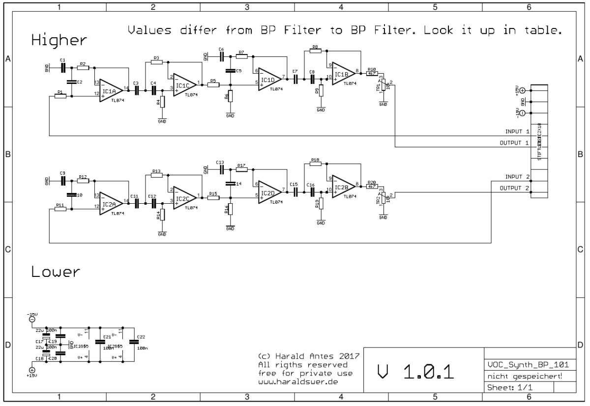 Vocoder Synthesizer schematic BP