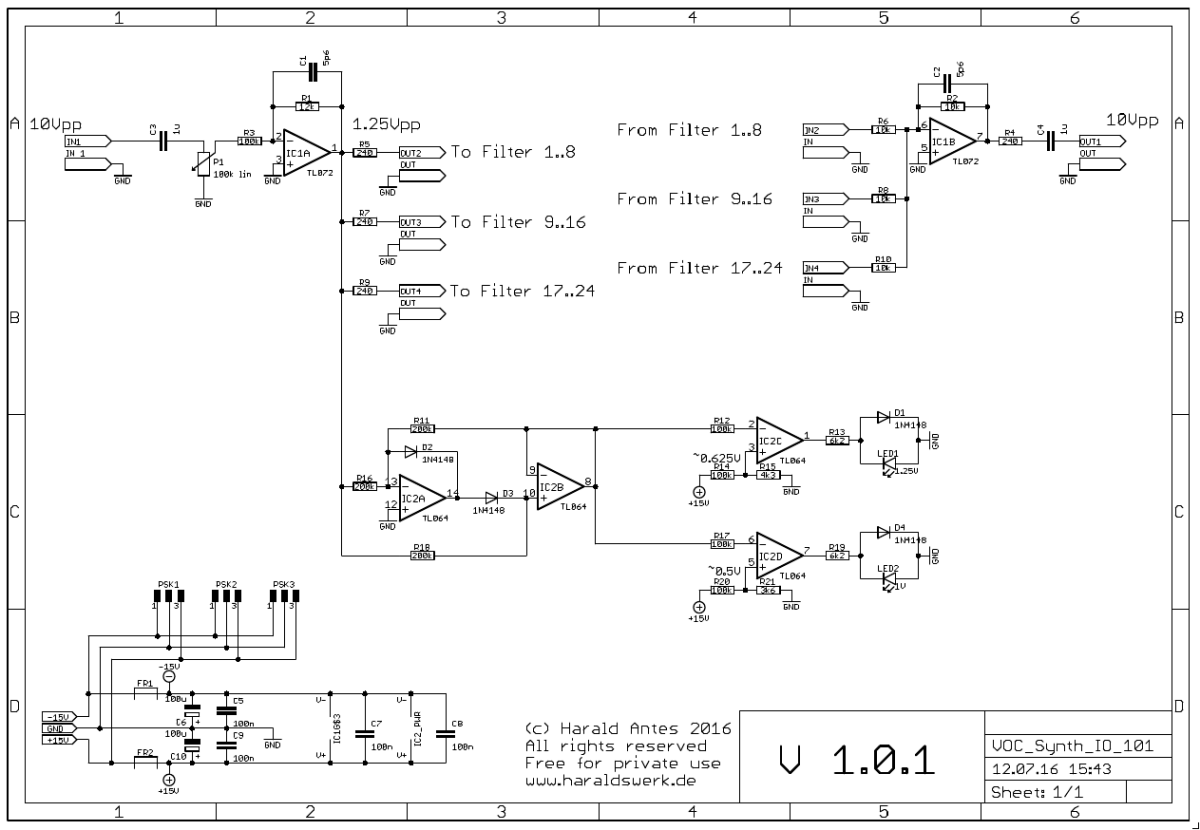Vocoder Synthesizer schematic input output