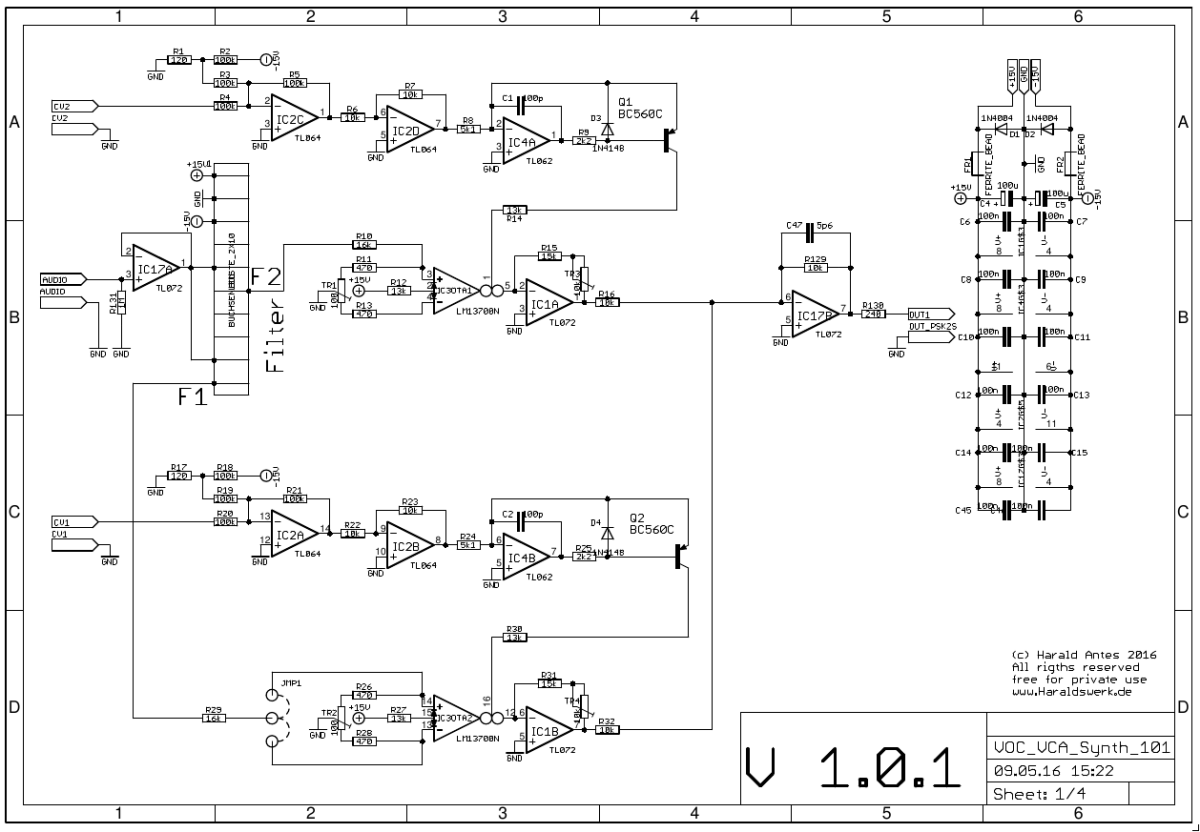 Vocoder Synthesizer schematic VCA 1