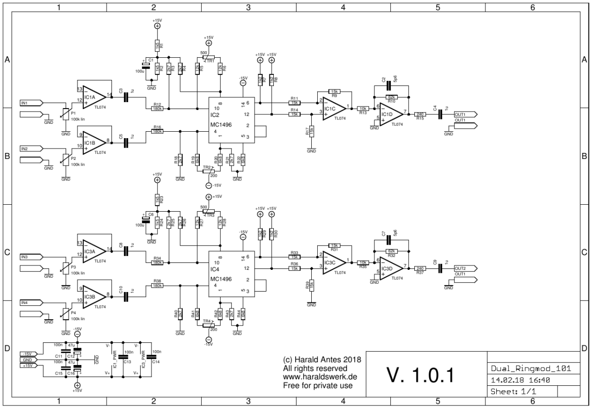 Dual Ringmodulator schematic