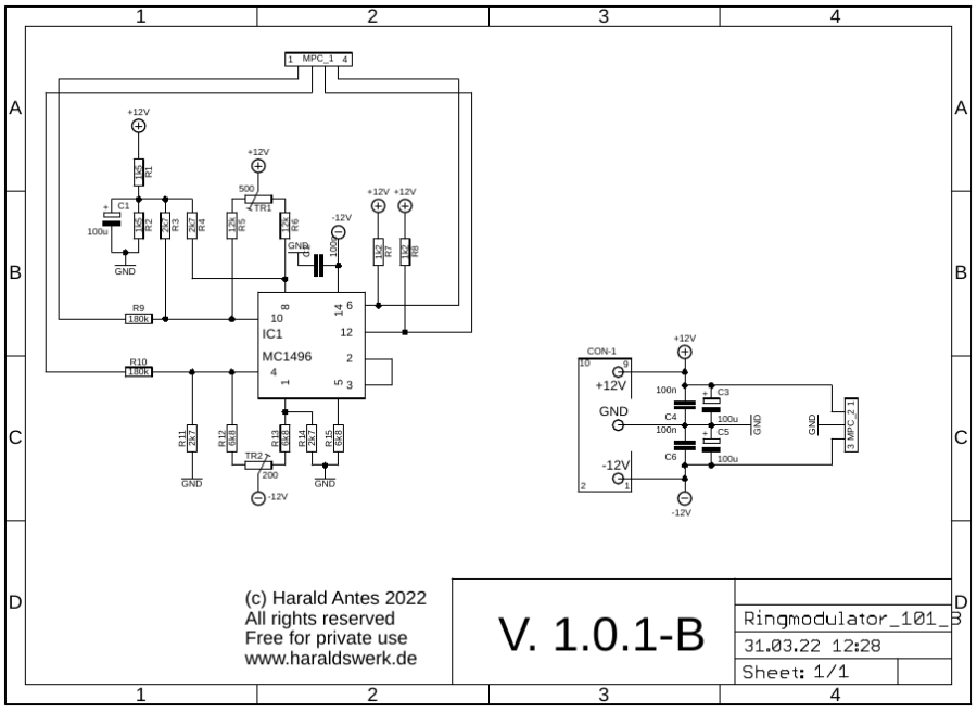 Ringmodulator single schematic 01 main board