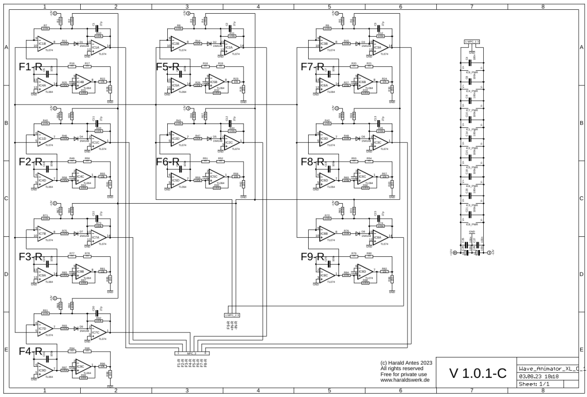 Multi Phase Stereo Waveform Animator schematic 02 main board